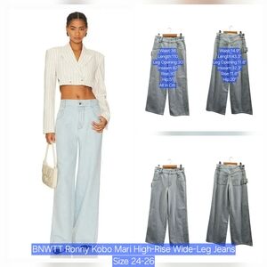 BNWTT Ronny Kobo Collection Mari High-Rise Wide-Leg Jeans Size 24-26